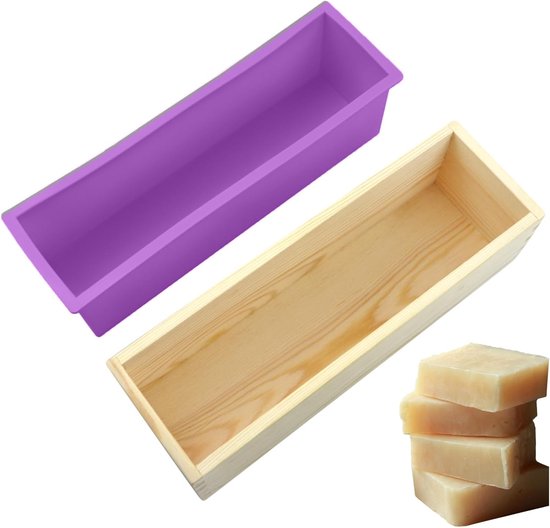Zeepvorm met Houten Kist, Houten Rechthoekige Zeepvorm, 1200Ml, voor