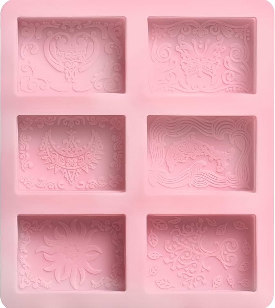 zeepvorm, set van 2 - 2x 6 holtes - siliconen vormen rechthoekig voor handgemaakte zeep - doe-het-zelf vormen voor cake, bakken, chocolade