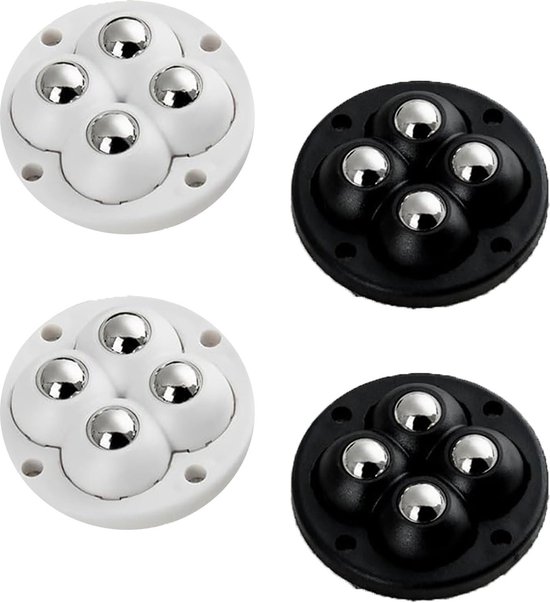 Zelfklevende Rollen met 360-Grad-Rleine voor meubels- 4 Stück (Zwart en Wit) . van Merkloos