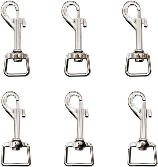 Zes Rotatable Snap Hooks voor Hondenriemen - Sterke Metaalclips voor Camping, Wandelen en Sleutels
