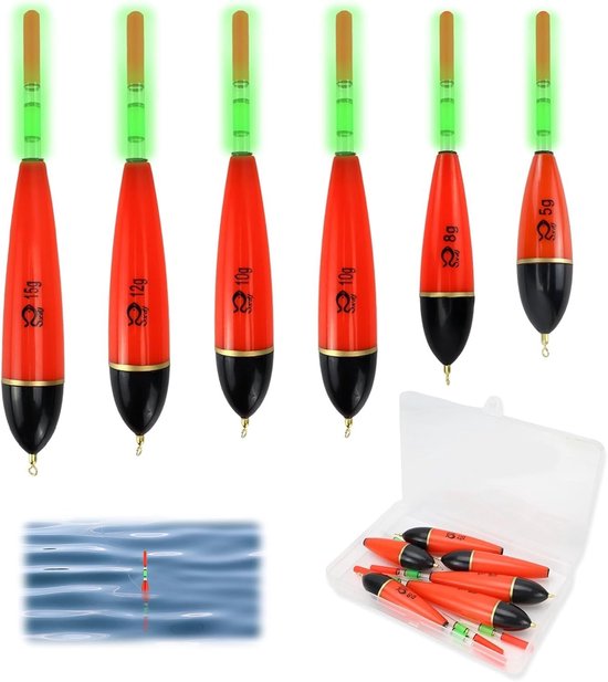 Zesdelige Drijvende Vissersset met Luminous Vloats, EVA Foam Vissen Accessoires voor Snoek, Baars en Karper