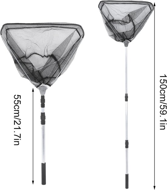 ZEYNOMAX- Schepnet Opvouwbaar 1,5 M - Aluminiumlegering - Driehoekig Visnet - Telescopisch - Lichtgewicht - Voor zoet/zout water