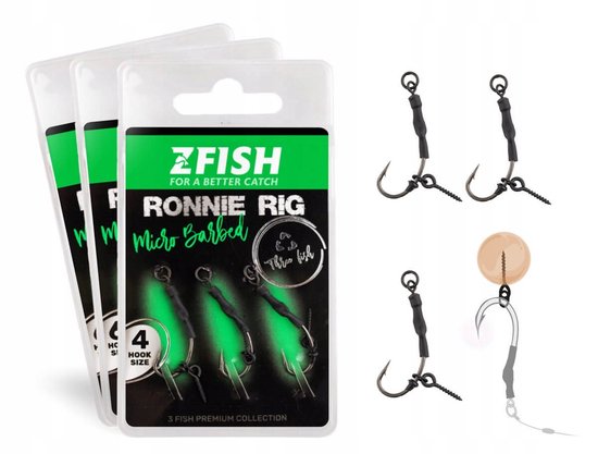 zfish Ronnie Rig Karp Haak - Maat 4 (3 ptuks) van Zfish