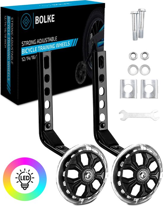 Zijwieltjes - 12-20 Inch - zijwieltjes met LED lichtjes - Zijwieltjes voor Kinderfiets - Blauw - 12 inch/14 inch/16 inch/18 inch/20 inch - Zijwielen - Kinderfietsaccessoires van Nerfuit