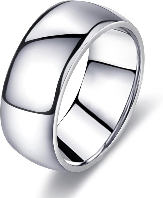 Zilveren ring voor dames en heren, 1-8 mm breed, roestvrij staal, voor mannen en vrouwen, eenvoudig gepolijst, trouwring, verlovingsring, duimring, vingerring, maten 52, 54, 57, 60, 62, 65, 67