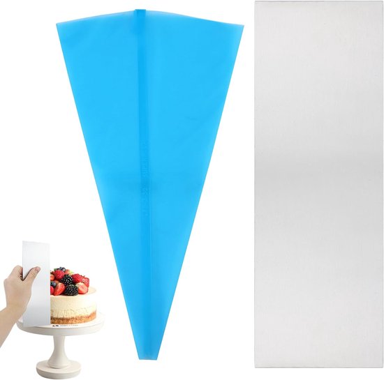 Zilverkleurig van roestvrij staal, taartspatel, taartspatel, taartschraper, accessoires, keukenschraper, spatel, keuken, bakken, cake, botercrème, met 1 spuitzak