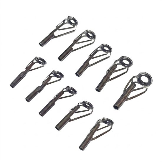Zilverkleurige hengel reparatie set hengel onderdelen unisex roestvrijstalen keramische gidsringen verschillende maten duurzame hengel reparatie accessoires 10 stuks