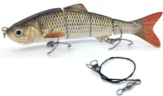 Zinkende 4-Delige Swimbait Wobbler Kunstaas (15 cm, 35g) met Stalen Onderlijnen voor Snoek, Baars en Roofvis