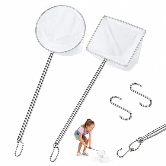 ZMaglorian Aquariumschepnet 2-delig met telescopische handgreep en 2 S-haken - net voor zwembad, vijver, spa, kleine - ShopVlot