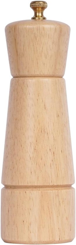 Zoutmolen, Zout molen met Verstelbare Keramische Maalkern, Rubberhout, 16,5 cm Hoogte, Bodem DIA: 5 cm(Dienblad is NIET Inbegrepen)