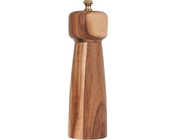 Zoutmolen, zout- of pepermolen met verstelbare keramische slijpkern, kruidenmolen voor peper en zout, acaciahout, 20,5 cm hoogte, bodemdiameter: 6 cm (dienblad is NIET inbegrepen)