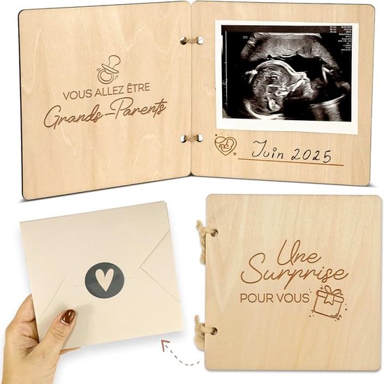 Zwangerschapsaankondiging | Zwangerschapsaankondigingskaart grootouders, oma, tante, oom | Familie zwangerschapsaankondiging cadeau met foto echografie van je baby