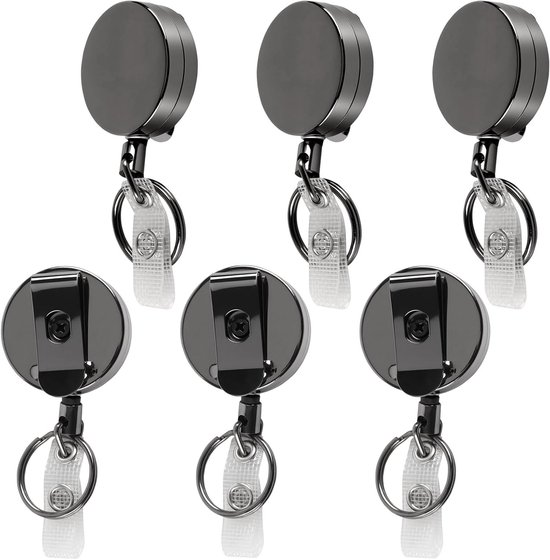 Zware Duurzame Retractable Badge Reel met Clip en Sleutelhanger voor ID Kaarten en Naamkaartjes - 6 Stuks van Merkloos