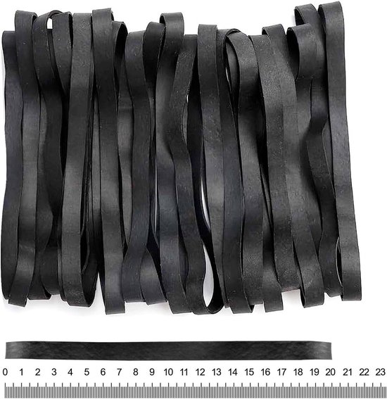 Zware zwarte rubberen banden 20 stuks - Sterke elastieken voor industrie, kantoor en school, 1 cm breed