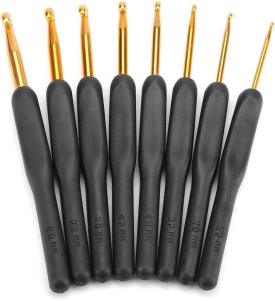 Zwarte ABS-handle haken set voor breien en weven - DIY handwerk naalden en accessoires van Merkloos