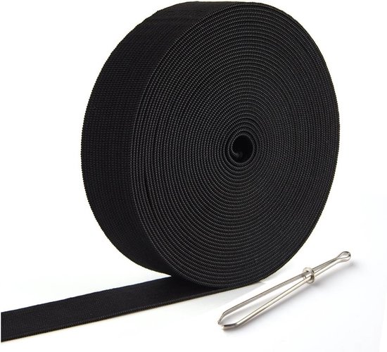 Zwarte elastische banden van 6 meter lang, 25 mm breed voor naaien en knutselen, veelzijdige accessoires