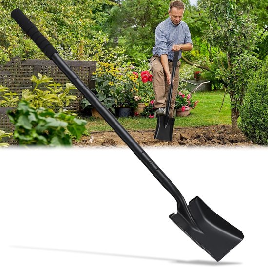Zwarte tuinschop met lang handvat