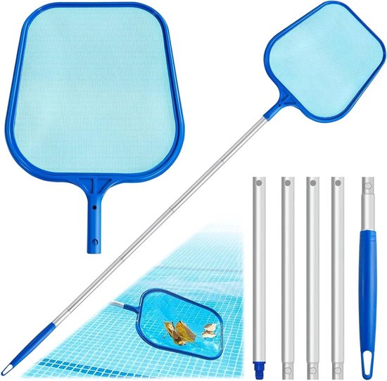 Zwembad Schepnet - Bladzuiger Set - Water Oppervlak Reinigen - Verstelbare Telescoopsteel - 160 cm Lengte - Zilver