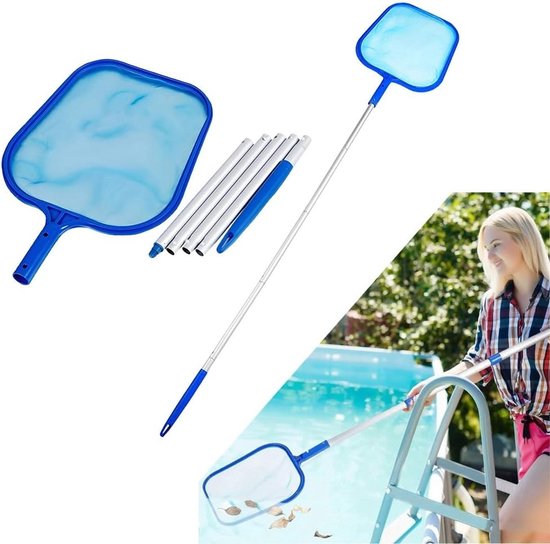 Zwembad Schepnet met Stang 160 cm - Aluminium - Fijnmazig Net voor Bladeren en Vuil - Voor Zwembaden en Vijvers