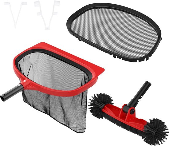 Zwembadreinigingsset - Upgraded schepnet met 43 cm borstel - Compleet bodemschepnet - Fijnmazig voor zwembad aquarium spa van Aimergo