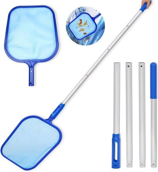 Zwembadschepnet 182 cm - Reinigingsnet voor zwembad, vijver en fontein met afneembare handgreep, aluminium skimmer en bladschepnet voor optimale zwembadreiniging