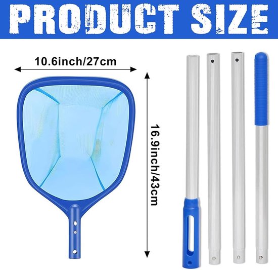 Zwembadschepnet fijn met telescoopstang – accessoire zwembadreiniging 185 cm van Merkloos
