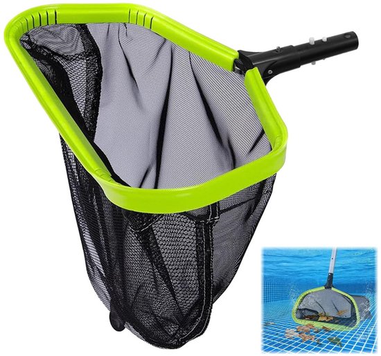 Zwembadschepnet met stevig aluminium frame, dubbellaags fijnmazig net voor bladeren en insecten, ideaal voor zwembad, vijver en kinderbad, zonder stang