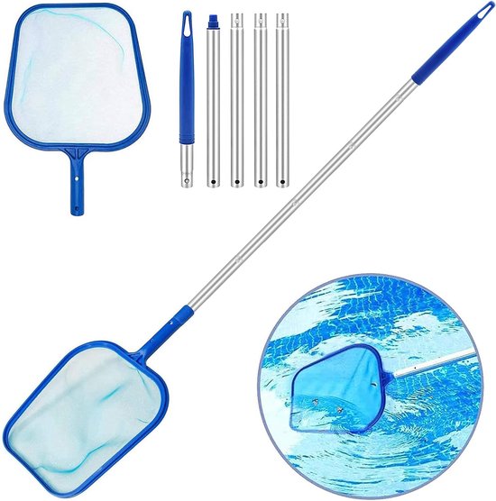 Zwembadschepnet, zwembadnet fijnmazig met 119,4 cm 5-delige aluminium paal, schoonmaakset voor zwembadonderhoud, fijne skimmer zwembadschepnet met telescopische paal voor zwembad, tuinvijver, bubbelbad, spa van Peradix