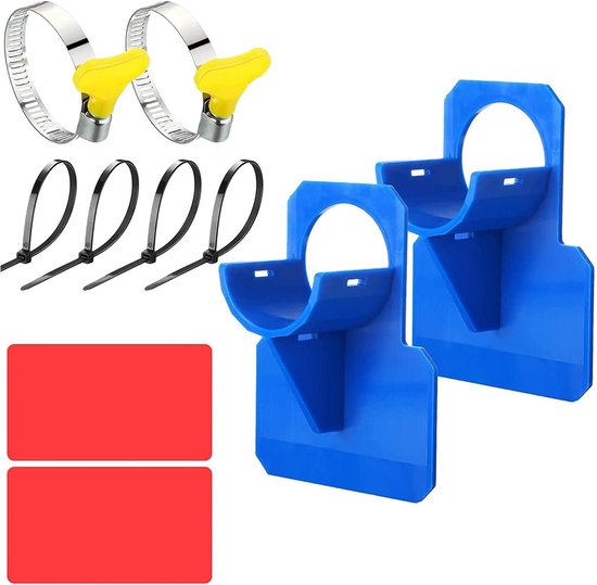 Zwembadslanghouder met knikbeveiliging - voor zwembadslang 26 mm - 38 mm - met kabelbinders - blauw - set van 2 . van Merkloos