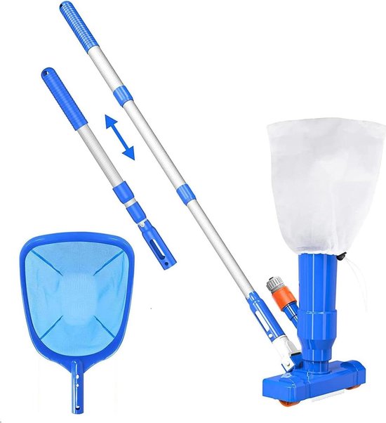 Zwembadstofzuiger schepnet - 160 cm stang - reiniging zwembadbladeren en vuil van AquaForte