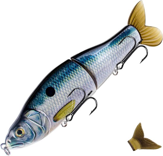 Zwemmer snoekaas, 2-delig swimbait, langzaam zinkend, geschikt voor het vissen op grote roofvissen zoals snoek, forel en baars.