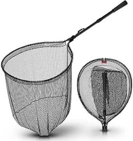 Zylo® Schepnet Vissen - Visnet - Telescoop Schepnet - met Rubber Gevoerd en Rubber Bekleed - 50x55x2cm - Zwart van Zylo