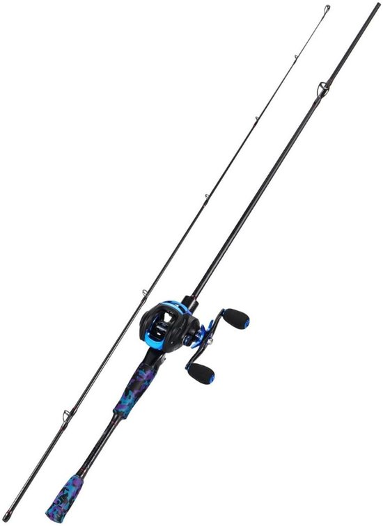 Zylo® Werphengel met Molen - Hengelset - Werphengel Telescopisch - 2 Werphengel en Aas Werpmolen Combo - 97x12x7cm - Blauw van Merkloos