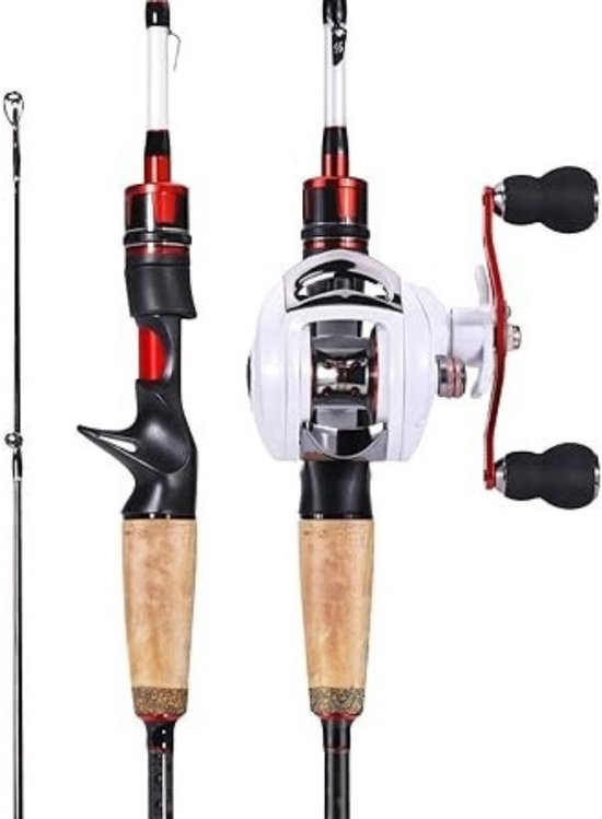 Zylo® Werphengel met Molen - Hengelset - Werphengel Telescopisch - Met Baitcasting Reel Combo - 2-delig - 99x10x10cm - Wit van Zylo