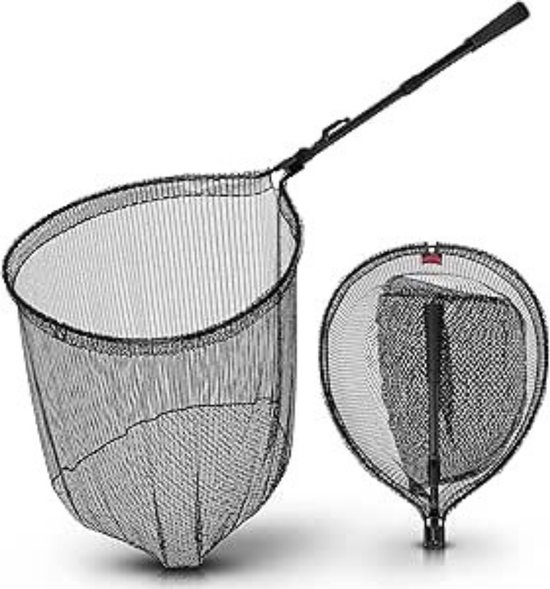 Zyrex® Schepnet Vissen - Visnet - Telescoop Schepnet - Duurzaam Net met Rubberen Coating - Zwart - 50 x 55 x 1cm; 520 g van Merkloos